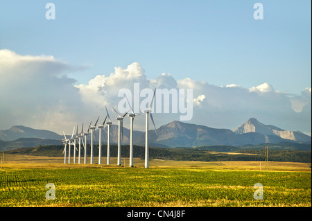 Wind turbines, Pincher Creek, Alberta, Canada Stock Photo