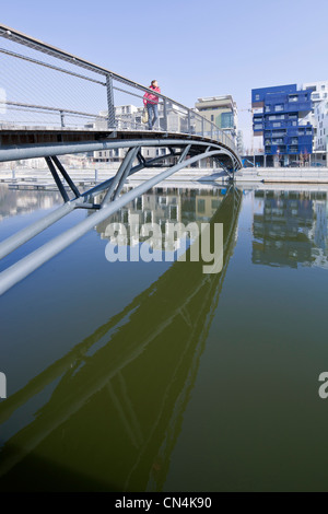 France, Rhone, Lyon, the Presqu'ile (peninsula), south of the peninsula new neighborhood, fixed bridge instead of water Stock Photo