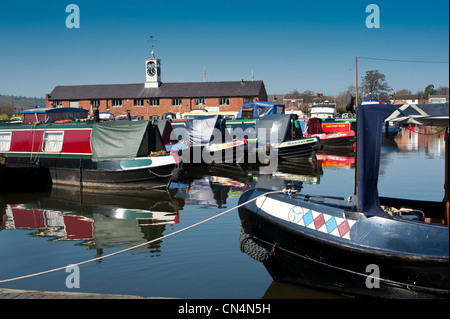 Canal boats at Stourport canal basin Worcestershire England UK Stock Photo