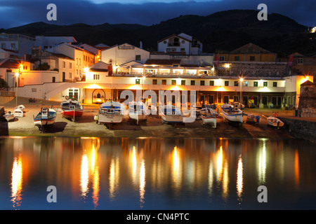 The harbour of Vila Franca do Campo at twilight. Sao Miguel island, Azores islands, Portugal. Stock Photo