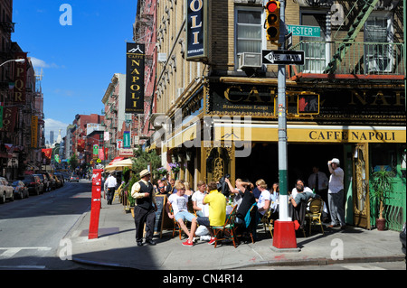 United States, New York, Manhattan, the neighborhood of Little Italy, restaurant in Mulberry Street Stock Photo