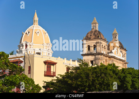 Colombia, Bolivar Department, Cartagena, listed as World Heritage by UNESCO, historical quarter of old town, the church San Stock Photo