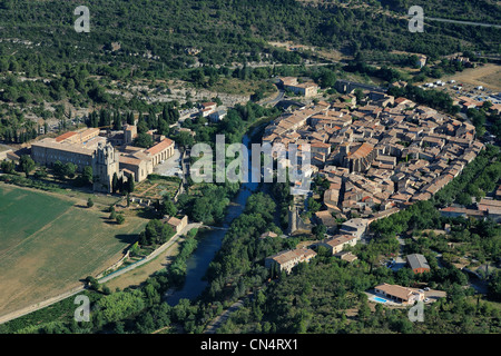 France, Aude, Lagrasse village, labelled Les Plus Beaux Villages de France (The Most Beautiful Villages of France), Ste Marie Stock Photo