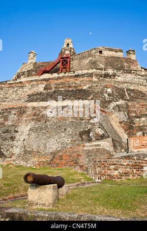 Colombia, Bolivar Department, Cartagena, listed as World Heritage by UNESCO, the castle of San Felipe de Barajas, the largest Stock Photo