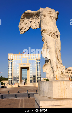 France, Herault, Montpellier, Antigone district, replica of the Winged Victory of Samothrace also called the Nike of Samothrace Stock Photo