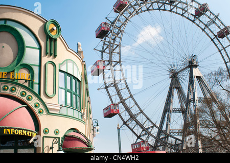 The Wiener Riesenred (Vienna Giant Wheel) is one of the oldest Ferris wheels in the world, Vienna, Austria Stock Photo