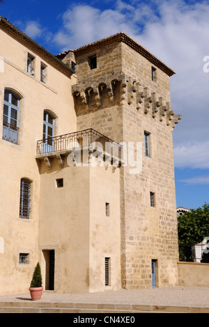 France, Herault, Pezenas, old city, Hotel de Peyrat Mansion, headquarters of Tourist Office and Scenovision Moliere Stock Photo