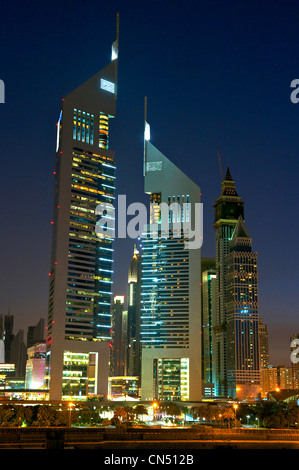 United Arab Emirates, Dubai, the financial center with the Emirates tower Stock Photo