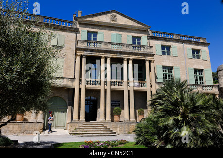 France, Gard, Pays d'Uzege, Uzes, mansion place de l'Eveche Stock Photo