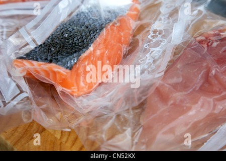 vacuum packing food for home storage Stock Photo