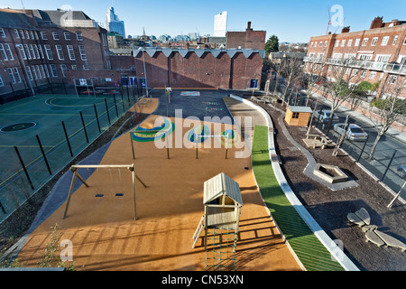 Osmani Primary School playground in Tower Hamlets, London. Stock Photo