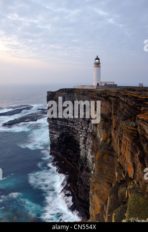 Noup Head Lighthouse in the evening, Westray, Orkney Stock Photo
