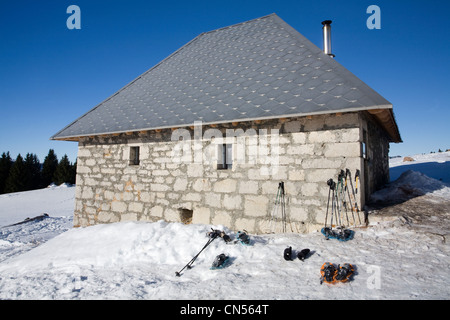 France, Isere, Parc Naturel Regional de Chartreuse (Chartreuse Regional Nature Park), mountain refuge of Habert de Pravouta Stock Photo