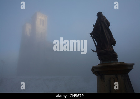 France, Isere, La Salette Fallavaux, Notre Dame de la Salette Sanctuary in the mist Stock Photo