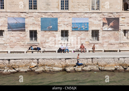 France, Bouches du Rhone, Marseille, Fort St. Jean, at the entrance of the Vieux Port Stock Photo