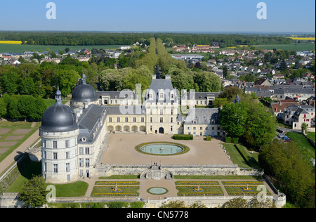 France, Indre, Loire Castles, Chateau de Valencay (aerial view) Stock Photo