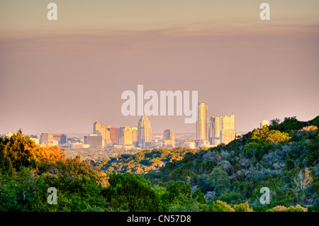 Austin, Texas skyline with haze from brush fires in 2011. Stock Photo