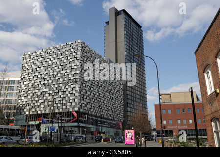 The City Lofts Housing high rise residential tower block and the Charles St Cheesegrater car park in Sheffield city centre England UK city skyline Stock Photo