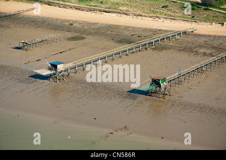 France, Loire Atlantique, St Brevin, fisheries (aerial view) Stock Photo