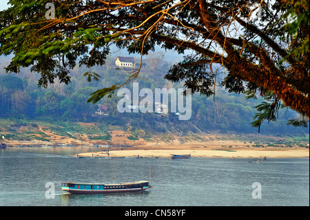 Laos, Luang Prabang Province, Luang Prabang City, Mekong river, boat departures to Thailand Stock Photo