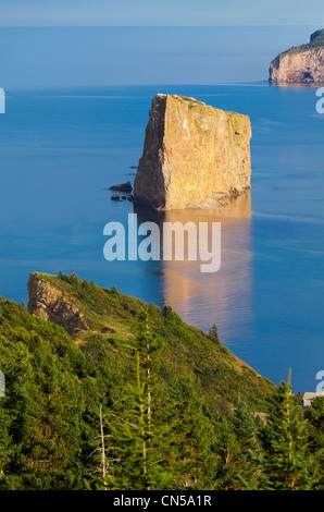 Canada, Quebec Province, Gaspe Peninsula, Perce and its famous Rocher Perce (Perce Rock) Stock Photo