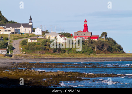 Canada, Quebec Province, Gaspe Peninsula, La Martre and its famous red lighthouse along the St. Lawrence River Stock Photo