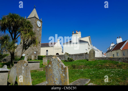 United Kingdom, Channel islands, Alderney, town of St Anne, Clocktower of the former Parish Stock Photo