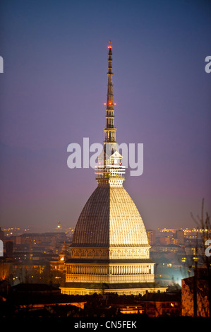 Europe Italy Piedmont Turin  Mole Antonelliana By Night Stock Photo