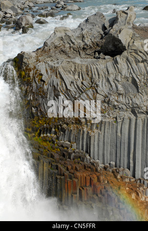 Iceland, Nordurland Eystra Region, basalt columns of the waterfall of Aldeyjarfoss Stock Photo