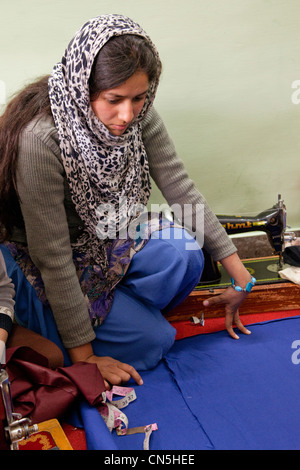 Dehradun, India. Indian Muslim Woman Working with Manual Sewing Machine ...