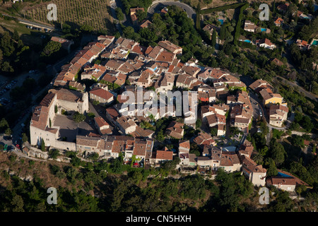 France, Var, Le Castellet perched village (aerial view) Stock Photo