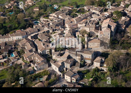 France, Vaucluse, Parc Naturel Regional du Luberon (Natural Regional Park of Luberon), Goult (aerial view) Stock Photo