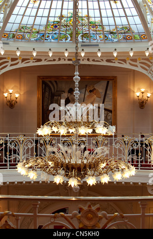 Principality of Monaco, Monaco, Monte Carlo, Societe des Bains de Mer de Monaco, Hotel Hermitage, winter garden with its dome Stock Photo