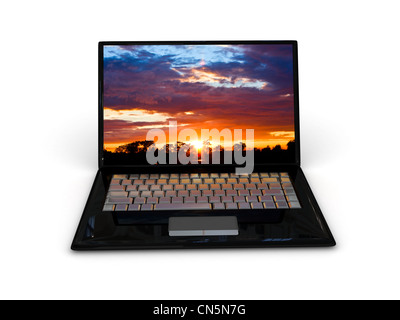 Portable notebook on white background. 3d render Stock Photo