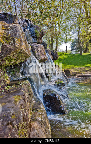 A small waterfall in Hanley park Stoke on Trent Stock Photo