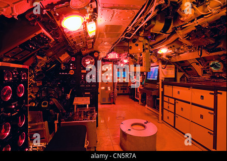 Canada, Quebec province, Bas St Laurent region, Pointe au Pere, Onondaga submarine is now a museum and a hotel Stock Photo