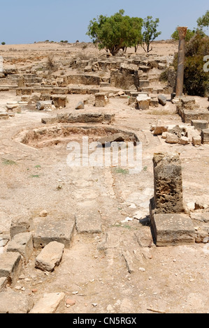 Ptolemais. Cyrenaica. Libya. View of the ruins of the small Byzantine baths which is situated along the once paved decumanus Stock Photo