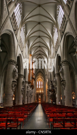 Vertical oriented image of catholic church in Brussels, Belgium. Stock Photo