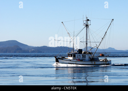 Canada, British Columbia, Salmon fishing boat in the Johnstone Strait Stock Photo