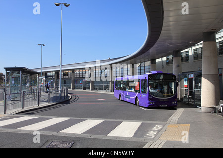 A Go North East bus in Prince Bishops livery stands within Sunderland bus station and Metro Interchange, NE England UK Stock Photo