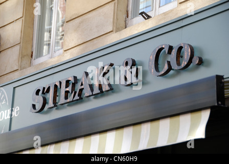 Steak & Co. restaurant sign logo Stock Photo