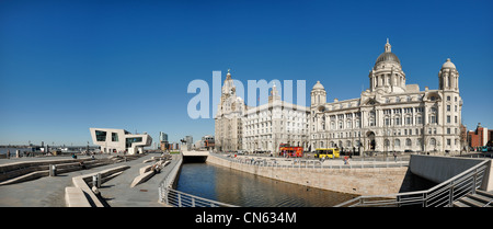 Pier head and Liver Building Liverpool waterfront Stock Photo