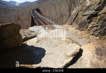 Crawford Notch State Park - Frankenstein Trestle along the Maine Central Railroad in the White Mountains, New Hampshire USA. Stock Photo