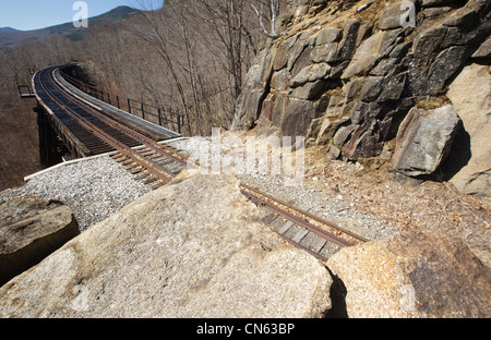 Crawford Notch State Park - Frankenstein Trestle along the Maine Central Railroad in the White Mountains, New Hampshire USA. Stock Photo