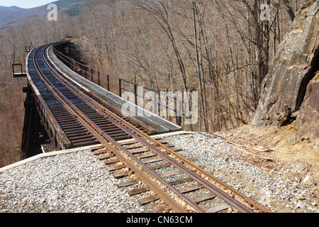 Crawford Notch State Park - Frankenstein Trestle along the Maine Central Railroad in the White Mountains, New Hampshire USA. Stock Photo