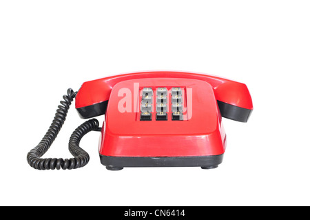 Retro red telephone from the 80's with buttons Stock Photo