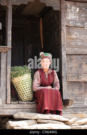 Nepali rural Tamang woman Nepal Stock Photo