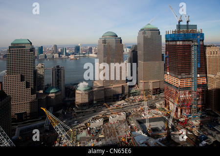 aerial photograph World Trade Center construction site, Manhattan, New York City Stock Photo