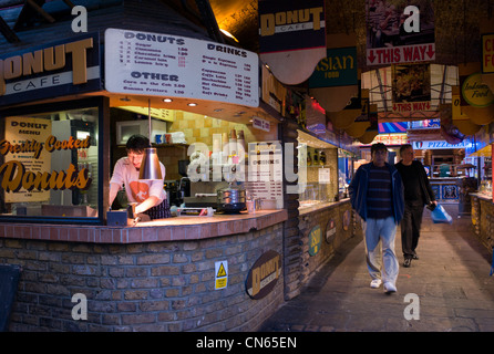 Indoor oriental, continental food stall, Camden Market, Camden Town, London, England Stock Photo