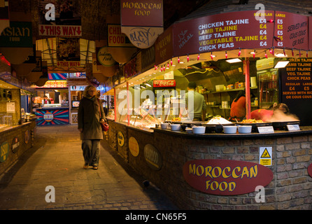 Indoor oriental, continental food stall, Camden Market, Camden Town, London, England Stock Photo